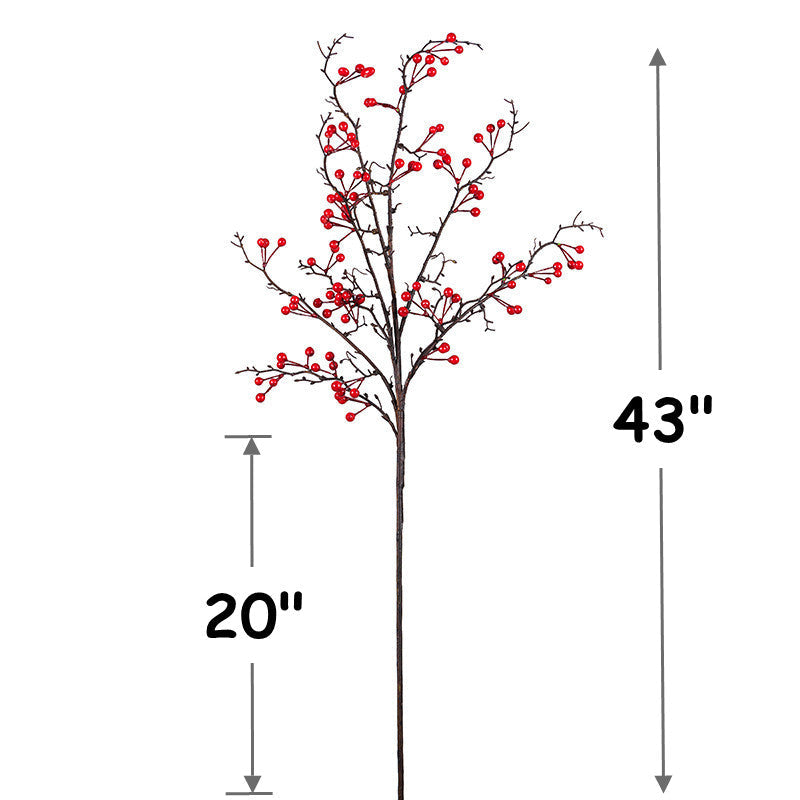 43 Inch Extra Long Artificial Holly Berry Stems Bulk 10 Pcs Silk Fruit Branches