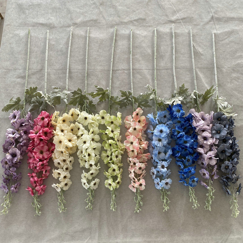 25 Inch Silk Hollyhock Artificial Flowers 6 Stems Long Stem Bulk Arrangement