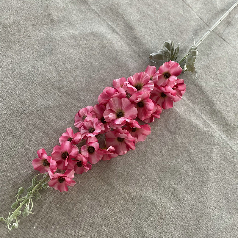 25 Inch Silk Hollyhock Artificial Flowers 6 Stems Long Stem Bulk Arrangement