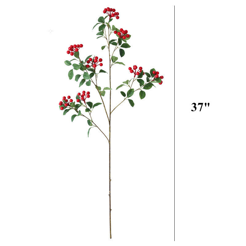 37 Inch Artificial Holy Berries Branches with Leaves Spray – Bulk Quantity
