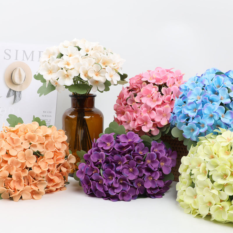 11.4 Inch Artificial Hydrangea Flowers Bouquet Bulk Bundle for Home Wedding Decor