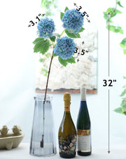 2 Pcs 32 Inch Artificial Hydrangea Spray Stems with 3 Flower Heads Silk Flowers