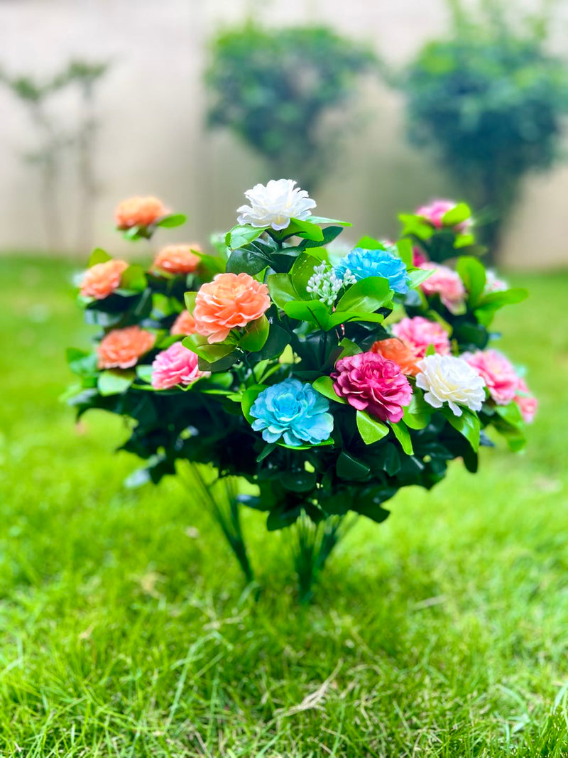 17 Inch Faux Camellia Bush UV Resistant Artificial Flowers for Outdoor Planters Bulk Quantity