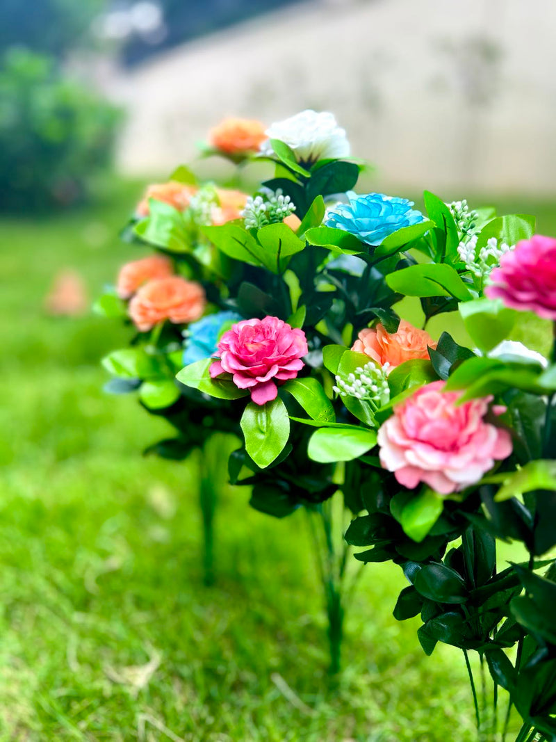 17 Inch Faux Camellia Bush UV Resistant Artificial Flowers for Outdoor Planters Bulk Quantity