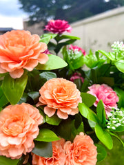 17 Inch Faux Camellia Bush UV Resistant Artificial Flowers for Outdoor Planters Bulk Quantity
