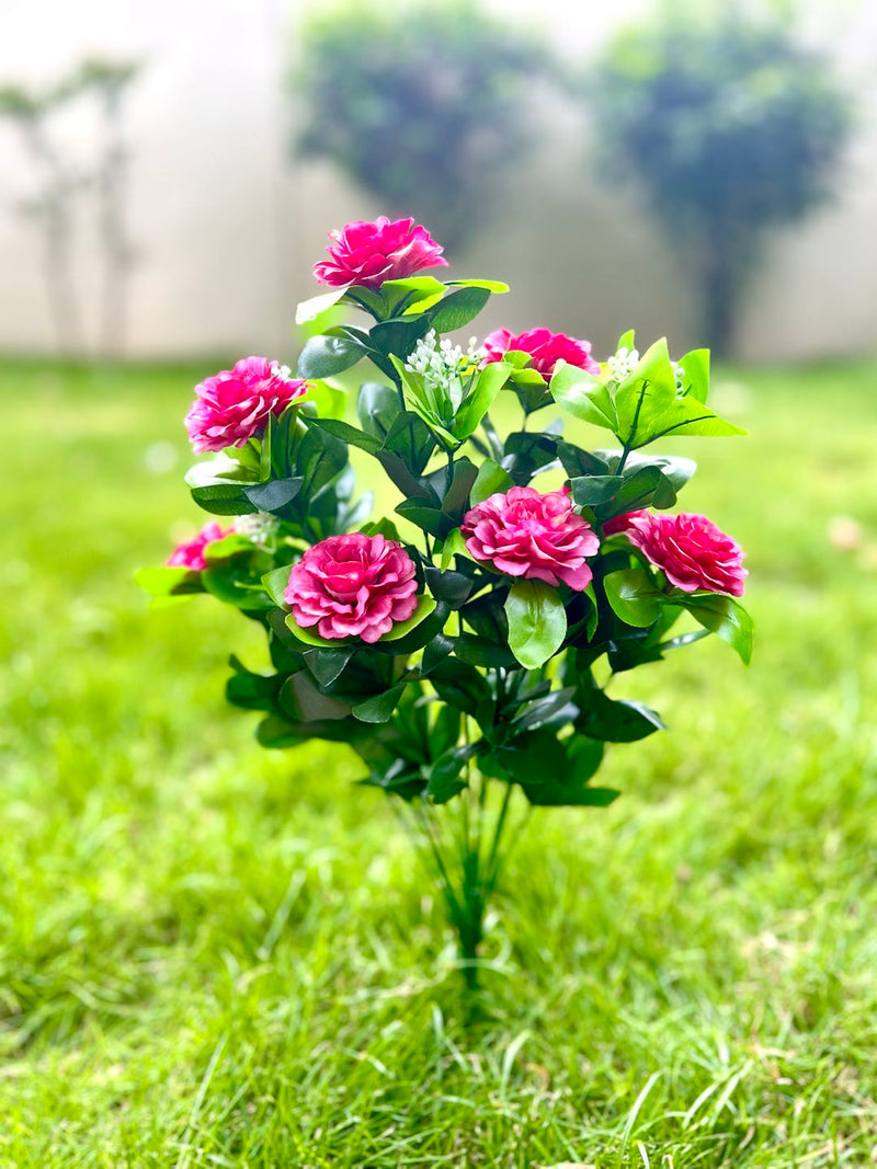 17 Inch Faux Camellia Bush UV Resistant Artificial Flowers for Outdoor Planters Bulk Quantity