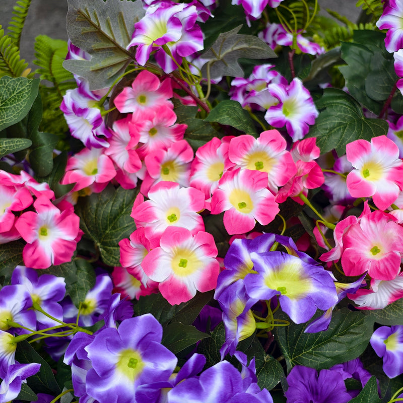 Lush Faux Petunia Bush, 25.5" Cascading Bundle with 150 Blooms, UV Resistant Artificial Flowers for Outdoor Planters, Porch Decor, Wedding