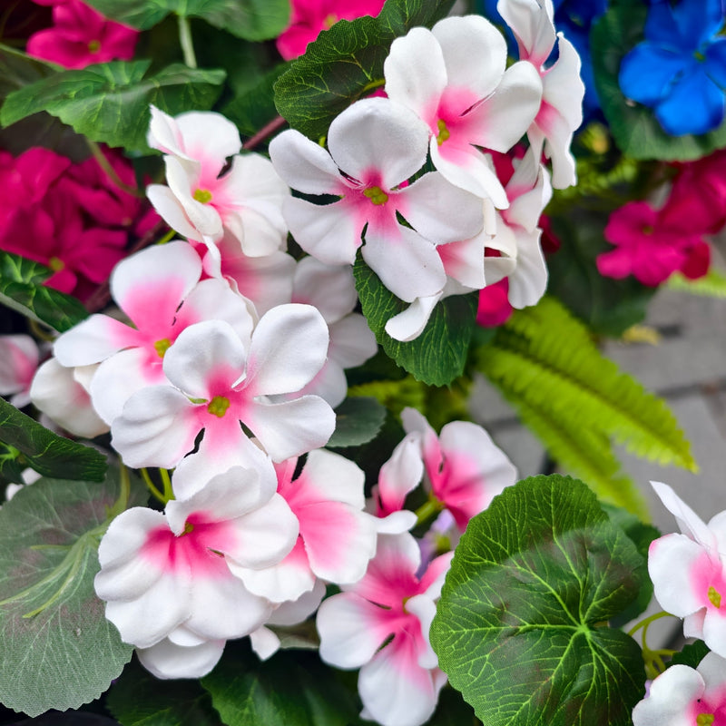 Bulk Long Stem Faux Geraniums, 12 Stems UV Resistant, 25" Tall Artificial Flower Bush for Outdoor Planter, Porch Decor, Wedding, DIY Floral Arrangements