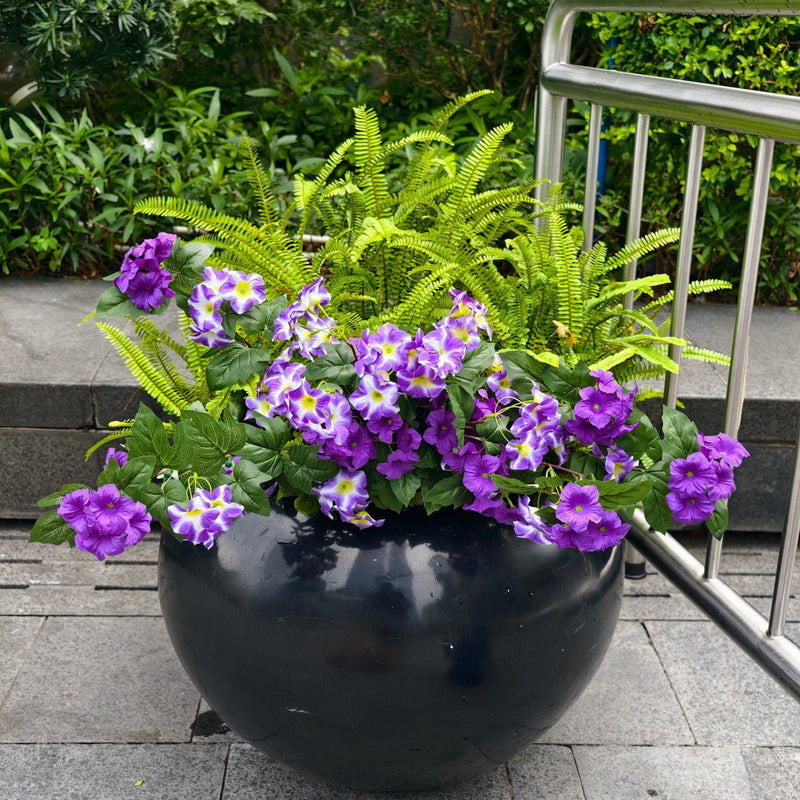 Lush Faux Petunia Bush, 25.5" Cascading Bundle with 150 Blooms, UV Resistant Artificial Flowers for Outdoor Planters, Porch Decor, Wedding
