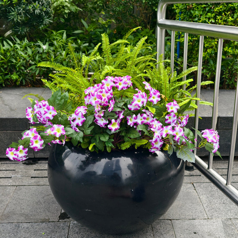 Lush Faux Petunia Bush, 25.5" Cascading Bundle with 150 Blooms, UV Resistant Artificial Flowers for Outdoor Planters, Porch Decor, Wedding