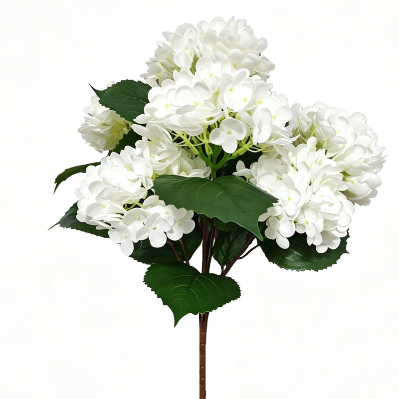 Real Touch Faux Hydrangea Bush, 24-Inch Large Artificial Flowers with 7 Heads, UV Resistant for Outdoor Planters, Wedding Arch & Home Decor