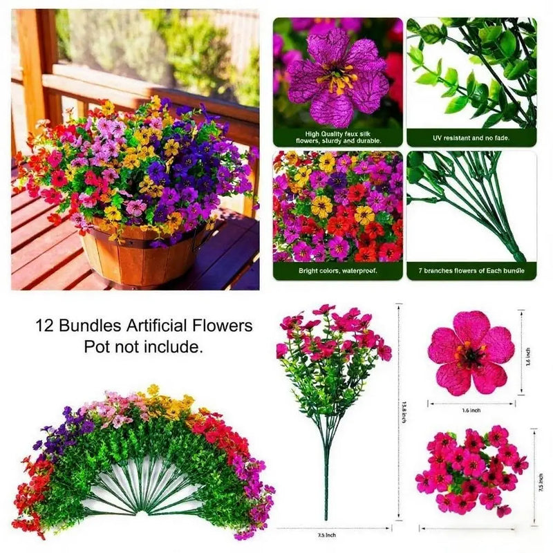 12 Bundles Artificial Daisy Flowers with Eucalyptus Leaves, 12 Inch, Realistic Silk Stems for Indoor Outdoor Decor