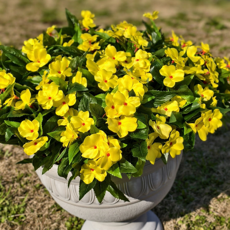 10 Pcs Artificial Impatiens Bushes UV Resistant Outdoor Silk Flowers