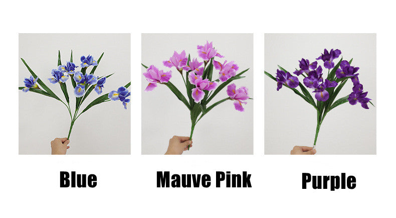 19.6 Inch Artificial Silk Iris Flower Bush Stems, 6 Pcs, Bulk Wedding and Home Decor Floral Arrangements
