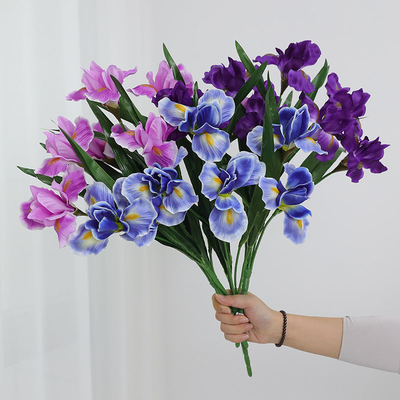 19.6 Inch Artificial Silk Iris Flower Bush Stems, 6 Pcs, Bulk Wedding and Home Decor Floral Arrangements