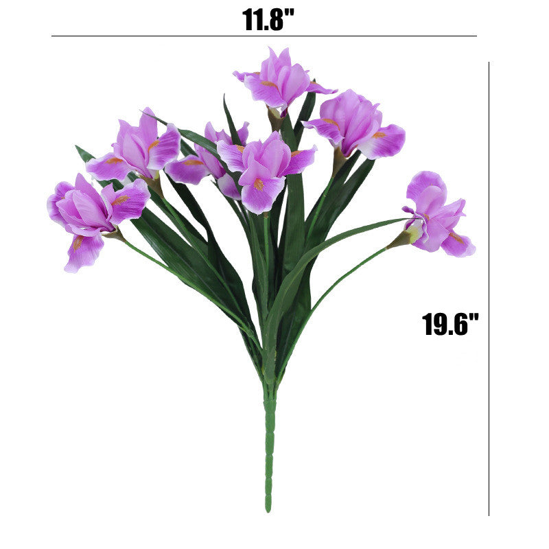 19.6 Inch Artificial Silk Iris Flower Bush Stems, 6 Pcs, Bulk Wedding and Home Decor Floral Arrangements