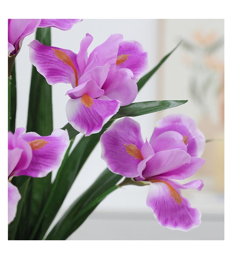 19.6 Inch Artificial Silk Iris Flower Bush Stems, 6 Pcs, Bulk Wedding and Home Decor Floral Arrangements
