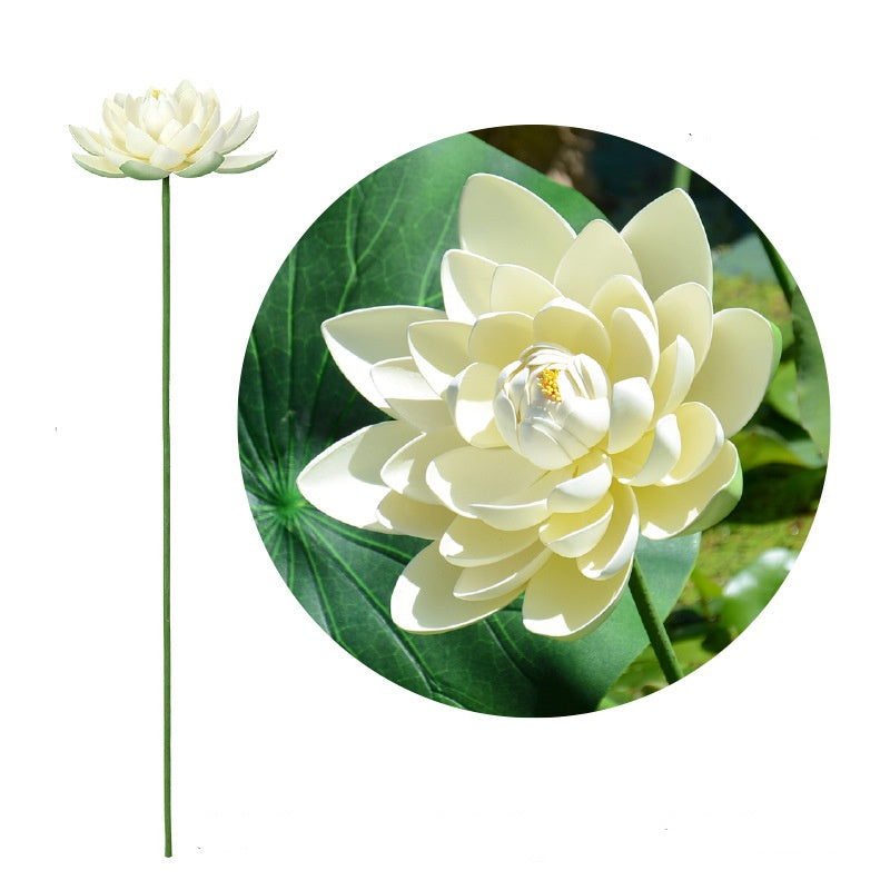 38.5 Inch Extra Large Lotus Stems with Leaves, 10 Pcs Artificial Flower Stems for Pool Landscaping
