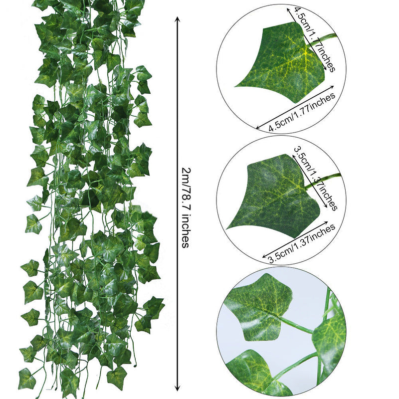 Artificial Ivy Leaf Vines 10 Pcs Silk Hanging Ivy Leaves for Home Kitchen Garden Wedding Wall Decor
