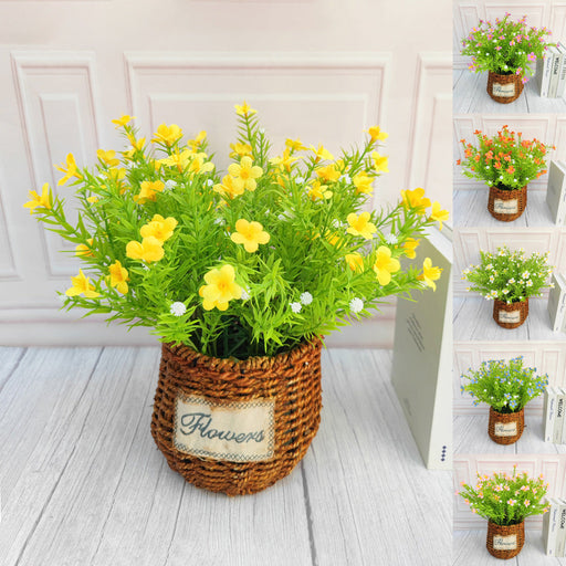 14 Inch Artificial Jasmine Bush Flowers 10 Pcs UV Resistant Outdoor Shrubs