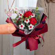 2 Pcs Artificial Knitted Rose Bouquet Necklace Valentine's Day Gift