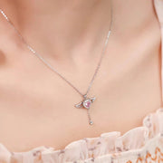 2 Pcs Artificial Knitted Rose Bouquet Necklace Valentine's Day Gift