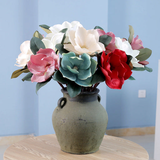 27.5 Inch Artificial Magnolia Stems 6 Pcs Bulk Silk Magnolia Flowers for Arrangements