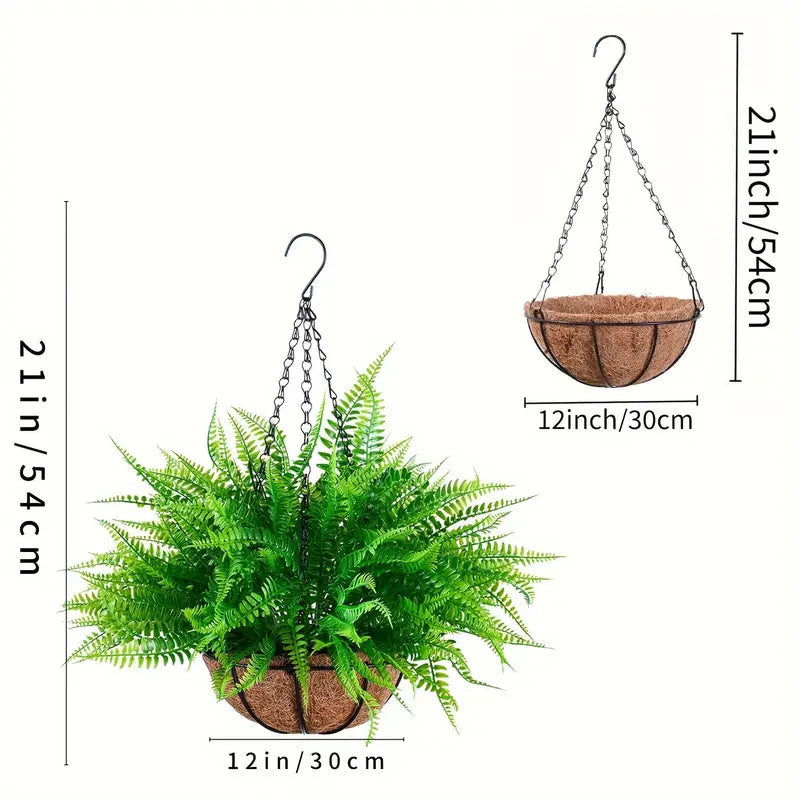 Boston Fern Hanging Topiary Baskets, Artificial, Bulk Quantity for Outdoor Decor