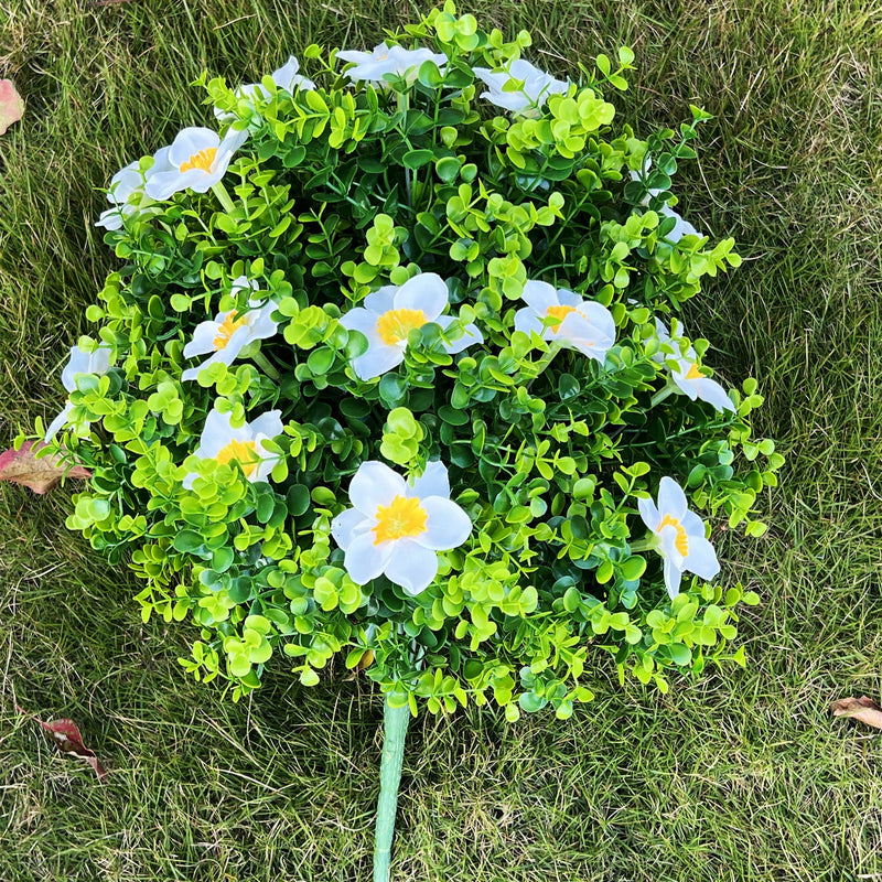 19 Inch Artificial Daffodil Bush 6 Stems Large Spring Flowers Foliage for Outdoor Decor