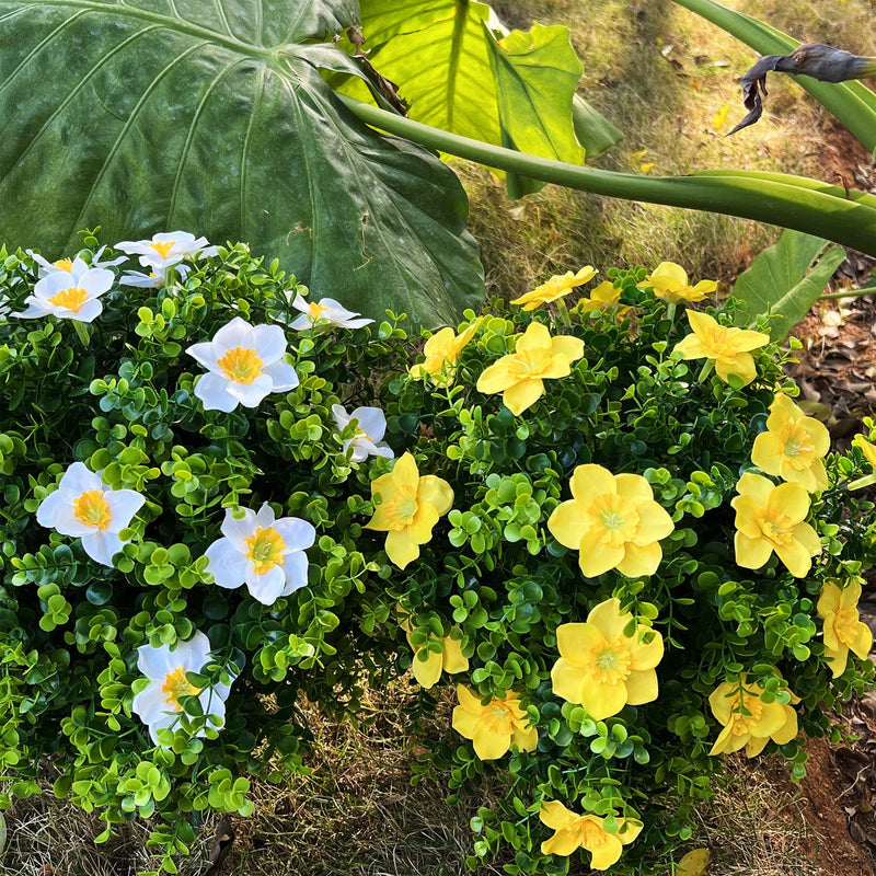 19 Inch Artificial Daffodil Bush 6 Stems Large Spring Flowers Foliage for Outdoor Decor