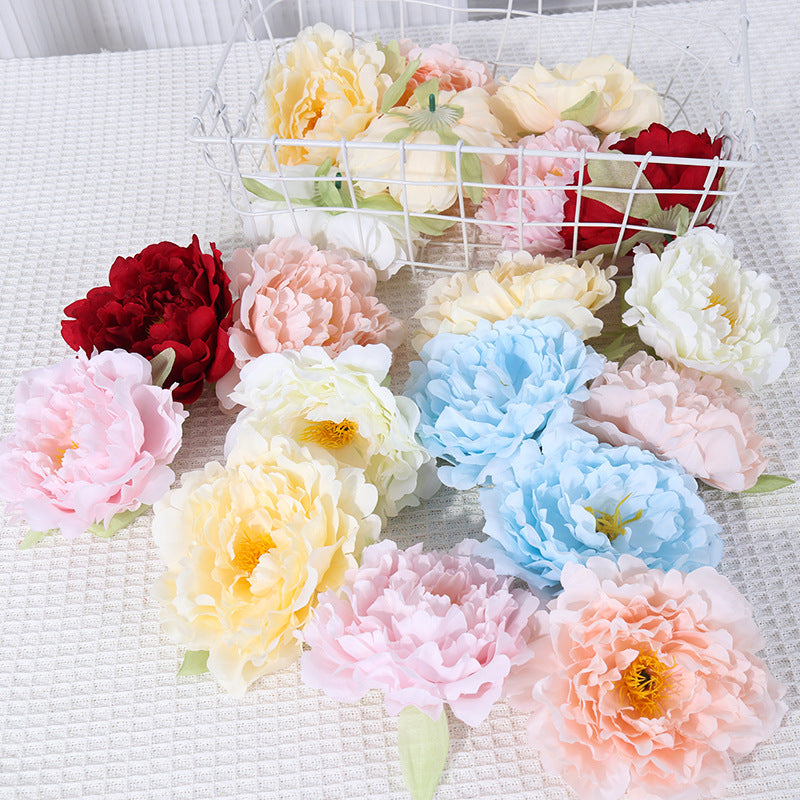 2 Pcs Artificial Faux Peony Flower Heads for Crafts, Bulk Pack