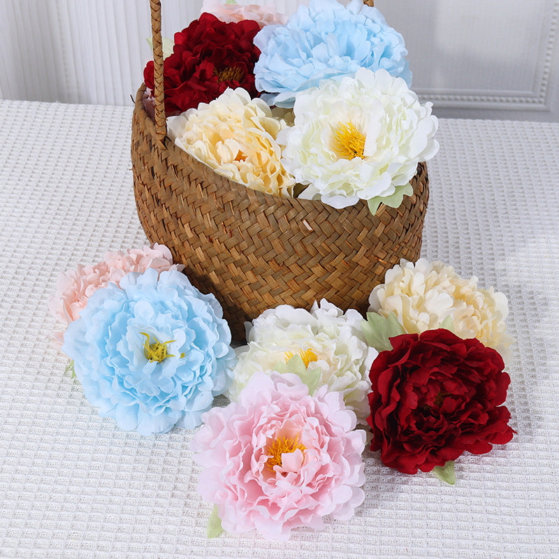 2 Pcs Artificial Faux Peony Flower Heads for Crafts, Bulk Pack