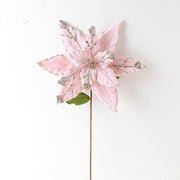 Large Poinsettia Stems 10 Pcs 18 Inch Artificial Silk Christmas Decoration Bulk Wholesale