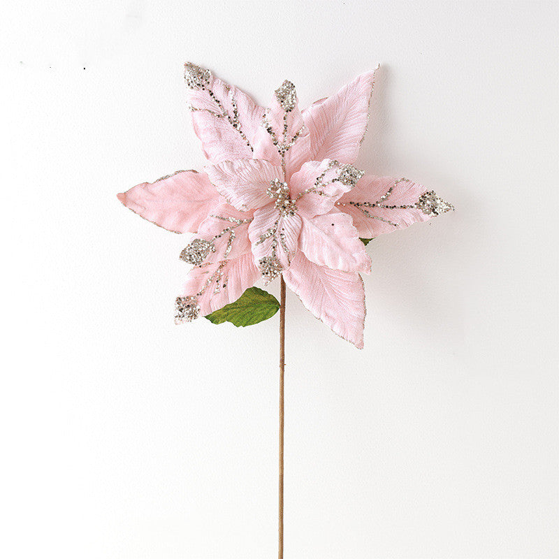 Large Poinsettia Stems 10 Pcs 18 Inch Artificial Silk Christmas Decoration Bulk Wholesale