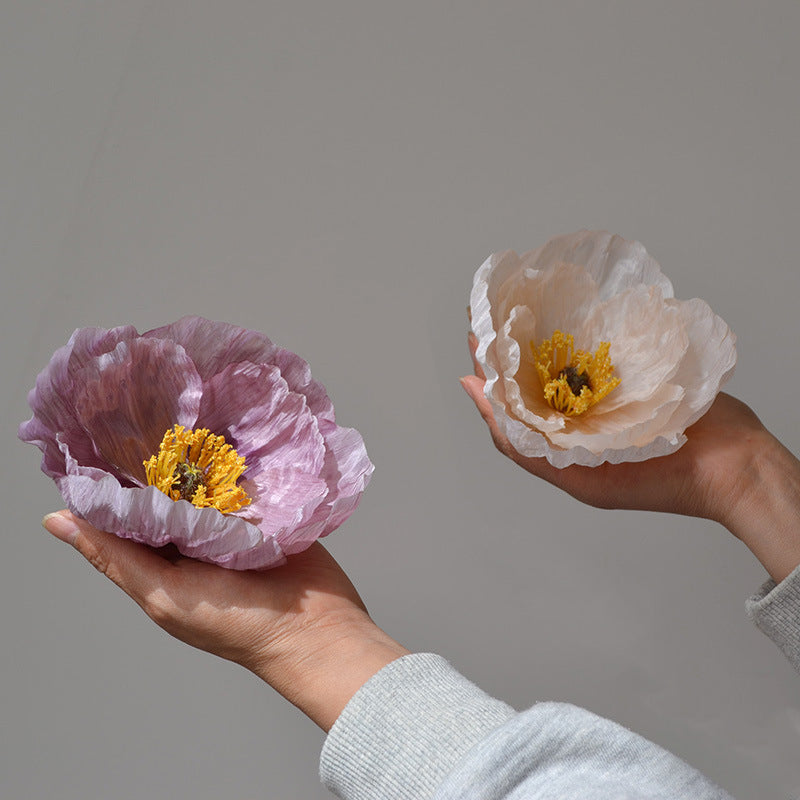 5 Pcs 5.5 Inch Artificial Silk Poppy Flower Heads for Wedding Gift Boxes DIY Decor