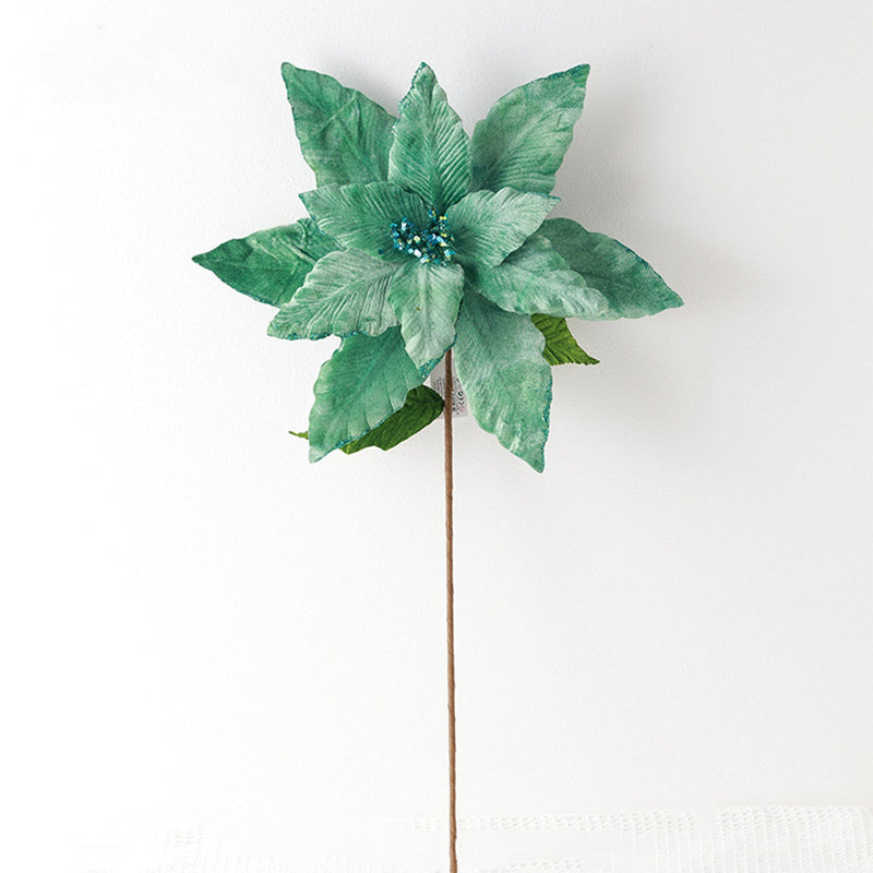 Large Poinsettia Stems 10 Pcs 18 Inch Artificial Silk Christmas Decoration Bulk Wholesale