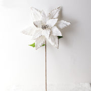 Large Poinsettia Stems 10 Pcs 18 Inch Artificial Silk Christmas Decoration Bulk Wholesale