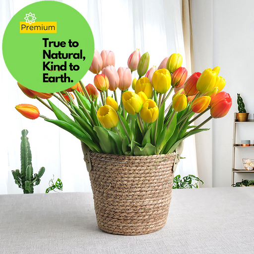 Real Touch Soft Latex Tulips Bouquet 15.7 Inch Artificial Flower Arrangement