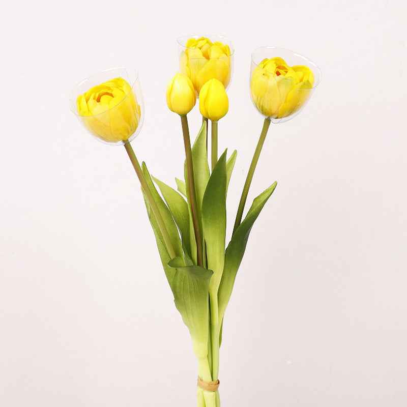 15 Inch Half Blooming Real Touch Tulip Bouquet, 10 Pcs Soft Latex Artificial Flowers