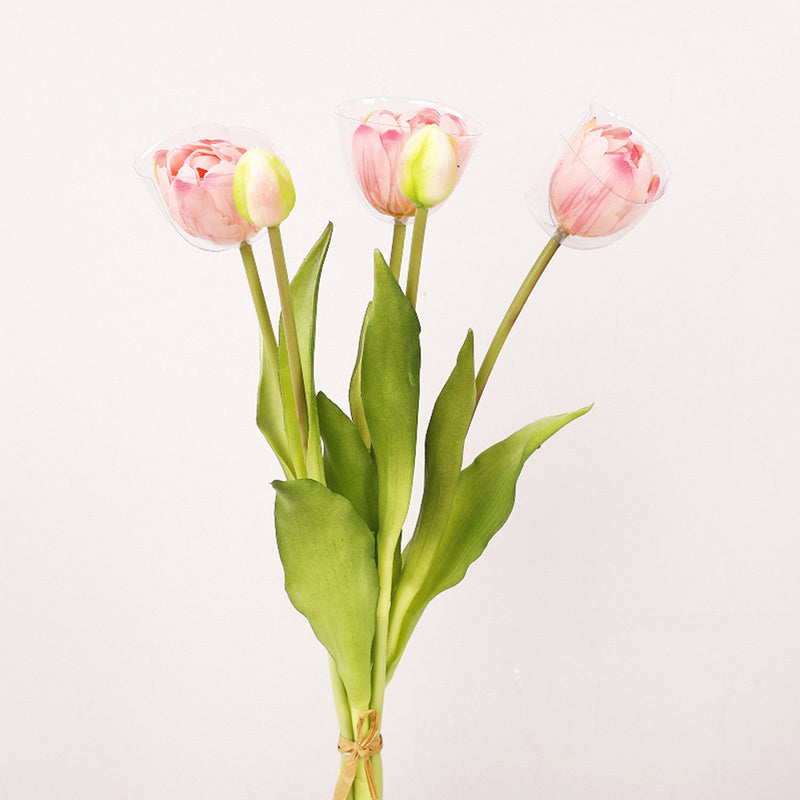 15 Inch Half Blooming Real Touch Tulip Bouquet, 10 Pcs Soft Latex Artificial Flowers