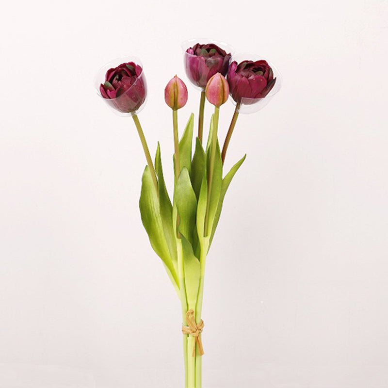 15 Inch Half Blooming Real Touch Tulip Bouquet, 10 Pcs Soft Latex Artificial Flowers