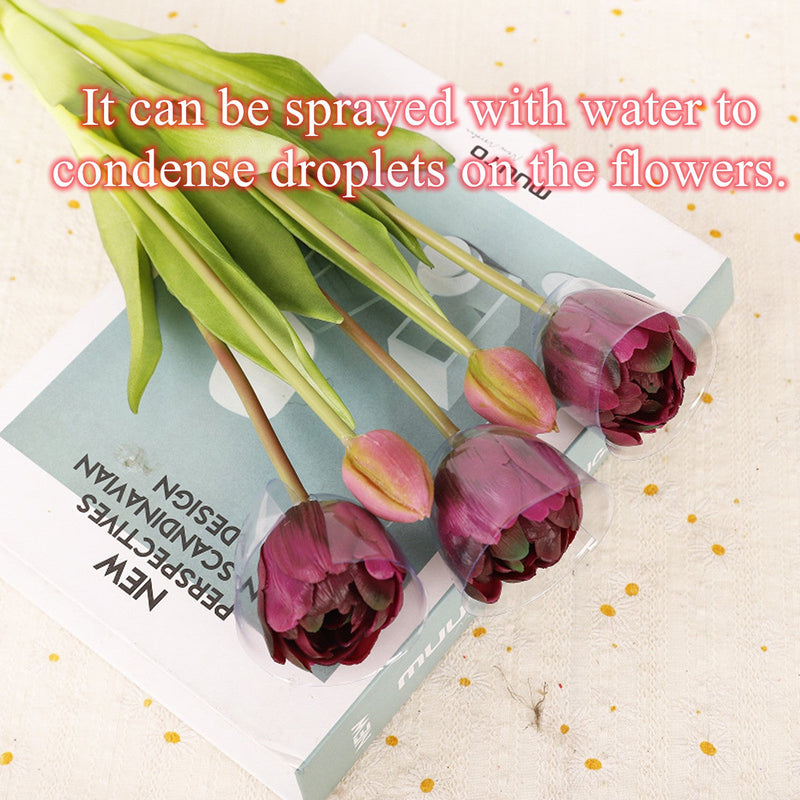 15 Inch Half Blooming Real Touch Tulip Bouquet, 10 Pcs Soft Latex Artificial Flowers