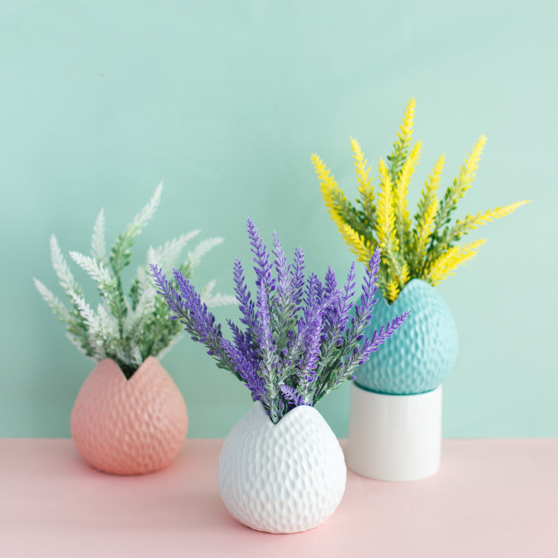 7 Inch Artificial Lavender Flowers 12 Stems in Vase Silk Flower Arrangement Bulk Wholesale
