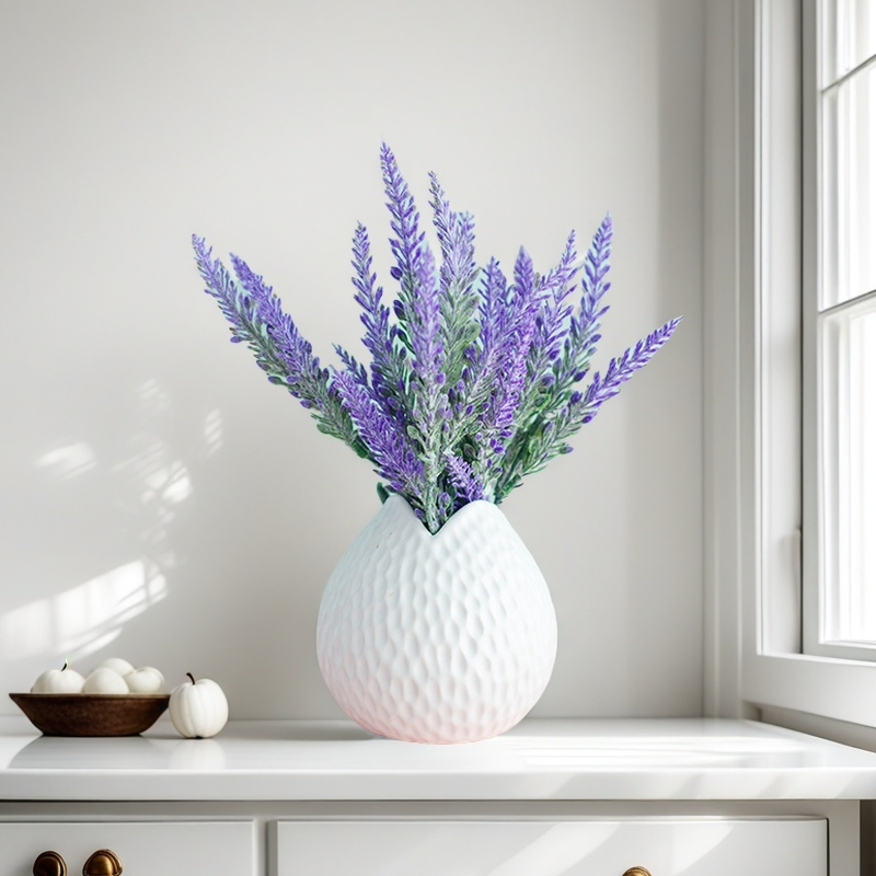 7 Inch Artificial Lavender Flowers 12 Stems in Vase Silk Flower Arrangement Bulk Wholesale