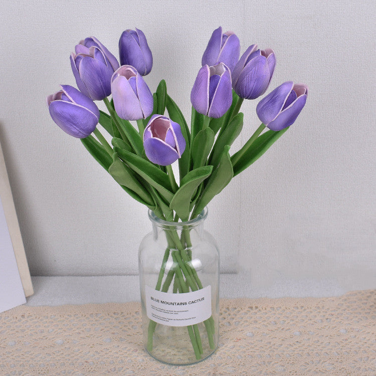 20 Packs 13.5 Inch Artificial Tulip Stems, Lifelike PU Silk Flowers for Spring Centerpieces, Easter Decor, Vase Arrangements