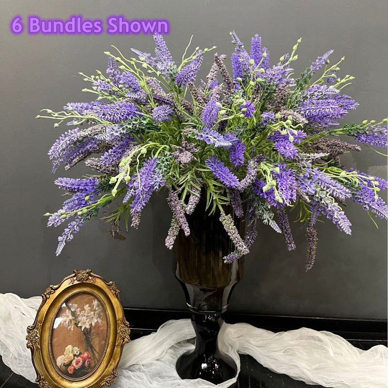 17.7 Inch Artificial Lavender Bouquet, Bulk Faux Lavender Flowers, 1 Bunch