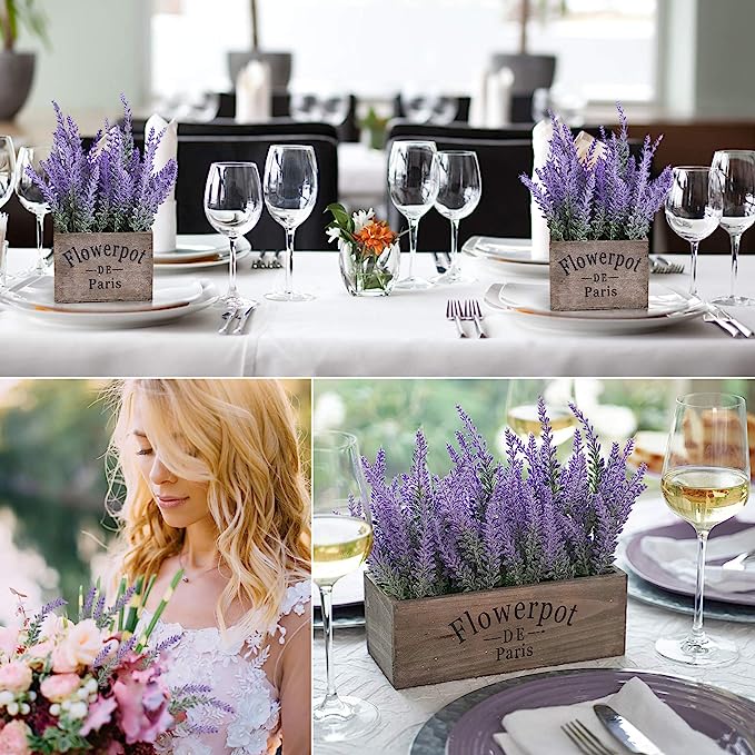 8 Pcs Lavender Artificial Flowers 12 Inch UV Resistant Faux Shrubs Greenery Decor