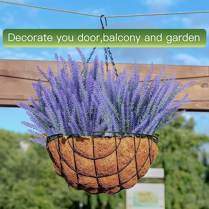 8 Pcs Lavender Artificial Flowers 12 Inch UV Resistant Faux Shrubs Greenery Decor