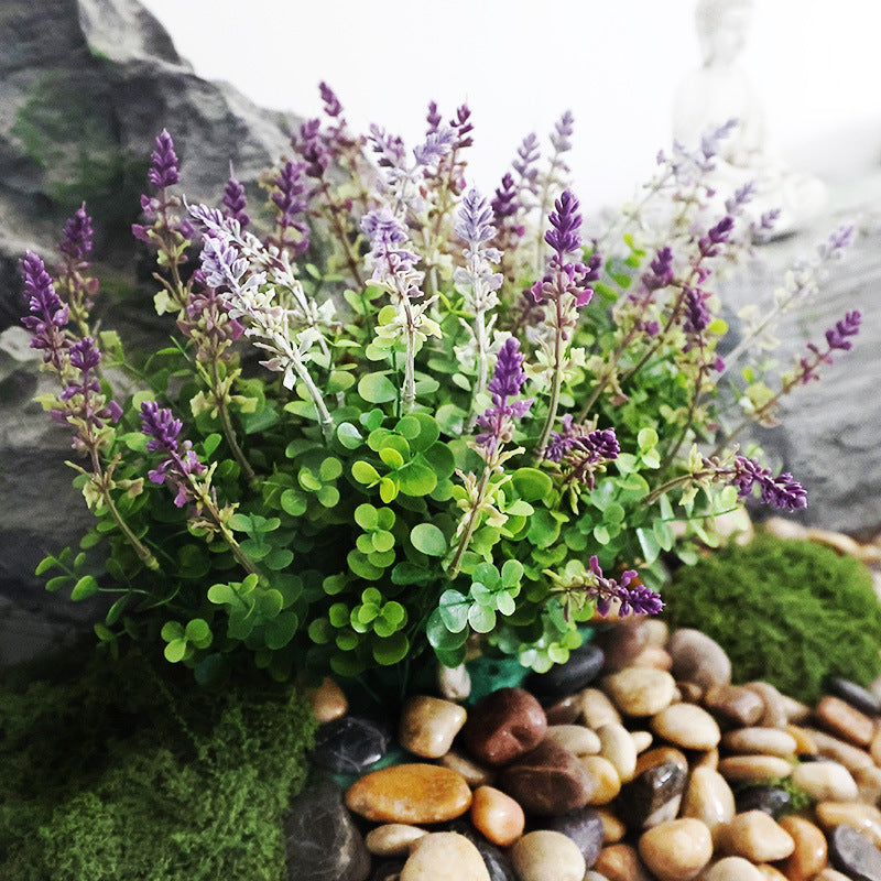 12 Inch Faux Lavender Bush 7 Stems Artificial Silk Plants for Outdoor Landscaping Bulk