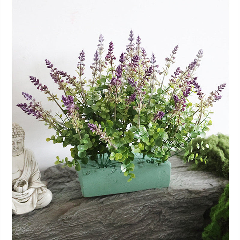 12 Inch Faux Lavender Bush 7 Stems Artificial Silk Plants for Outdoor Landscaping Bulk